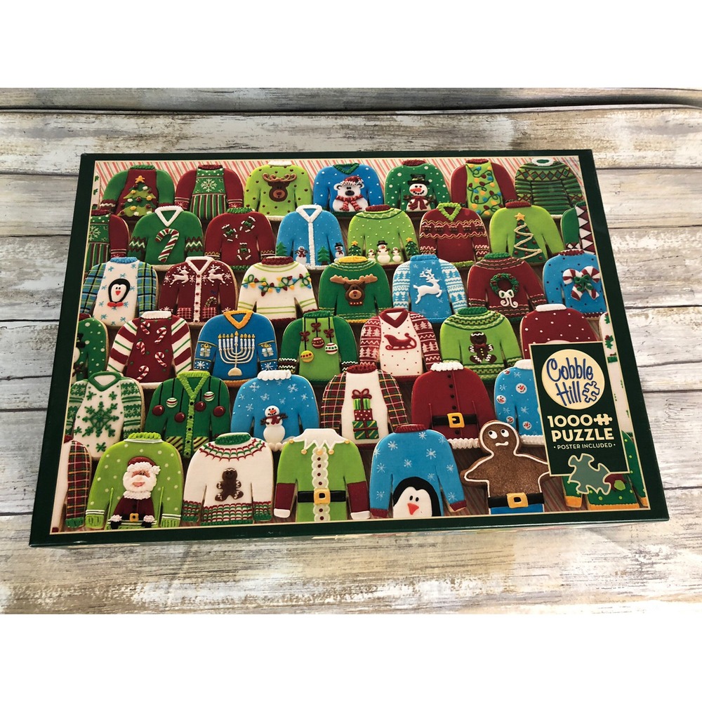 Cobble Hill Puzzle Jigsaw Cookie Ugly Christmas Sweaters 1000 Piece